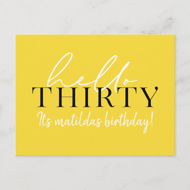 Carte Postale Script et géométrique 30e anniversaire (Devant)