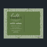 Carte Postale Script et géométrique 30e anniversaire<br><div class="desc">Écriture moderne & invitation géométrique de trentième anniversaire. Motif de arrière géométrique moderne. Partie d'une collection. La couleur peut être changée.</div>