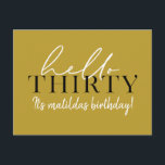 Carte Postale Script et géométrique 30e anniversaire<br><div class="desc">Écriture moderne & invitation géométrique de trentième anniversaire. Motif de arrière géométrique moderne. Partie d'une collection. La couleur peut être changée.</div>