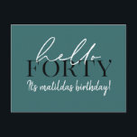 Carte Postale Script et géométrique 40e anniversaire<br><div class="desc">Écriture moderne & invitation géométrique de quarantième anniversaire. Motif de arrière géométrique moderne. Partie d'une collection. La couleur peut être changée.</div>