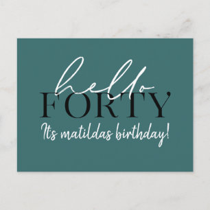 Carte Postale Script et géométrique 40e anniversaire