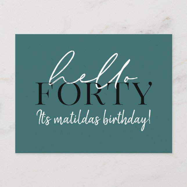 Carte Postale Script et géométrique 40e anniversaire (Devant)