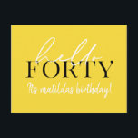 Carte Postale Script et géométrique 40e anniversaire<br><div class="desc">Écriture moderne & invitation géométrique de quarantième anniversaire. Motif de arrière géométrique moderne. Partie d'une collection. La couleur peut être changée.</div>