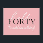 Carte Postale Script et géométrique 40e anniversaire<br><div class="desc">Écriture moderne & invitation géométrique de quarantième anniversaire. Motif de arrière géométrique moderne. Partie d'une collection. La couleur peut être changée.</div>