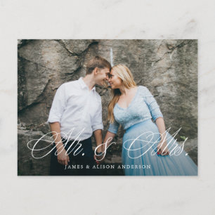 Carte Postale Script fantaisiste M. & Mme Mariage Elopement
