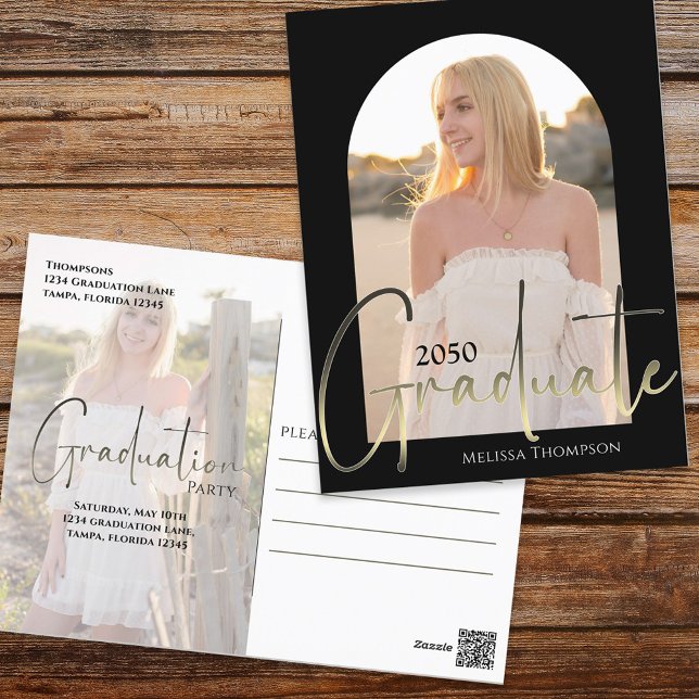 Carte Postale Script Gold Arc noir Arc deux photo Vellum (Créateur téléchargé)