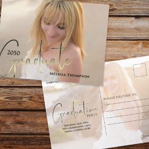 Carte Postale Script Gold Graduate noir deux Vellum photo budget