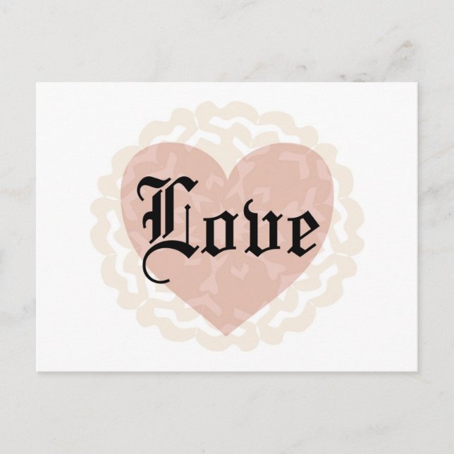 Carte Postale Script gothique amour avec coeur (Devant)