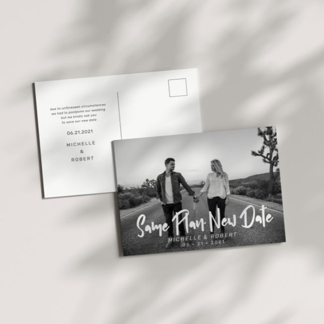 Carte Postale Script Gras Moderne Photo Modifier La Date (Créateur téléchargé)