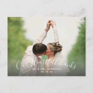 Carte Postale Script Heart Merci 2 Mariage photo Merci