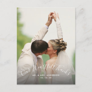 Carte Postale Script Heart Merci 2 Mariage photo Merci