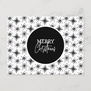 Carte Postale Script Joyeux Noël Motif Flocons de Neige Noirs