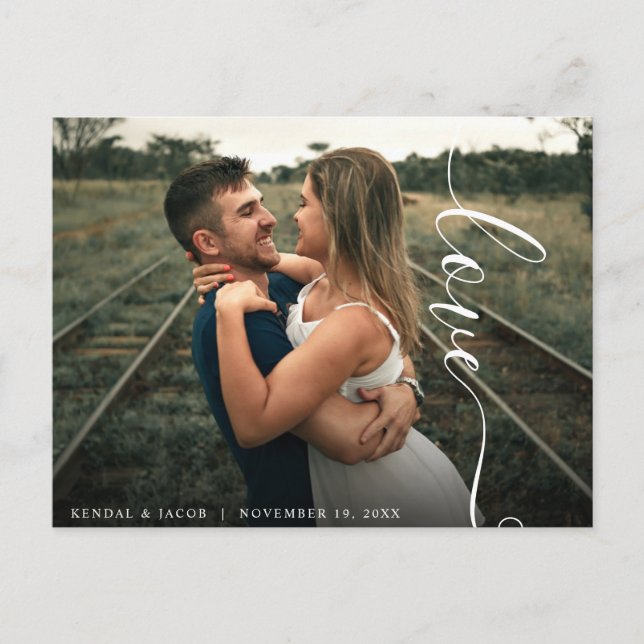 Carte Postale Script Love Photo Mariage (Devant)