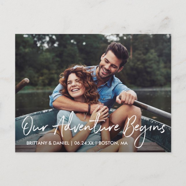 Carte Postale Script manuscrit Aventure commence enregistrer la  (Devant)