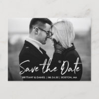 Script manuscrit Enregistrer la date en noir et bl