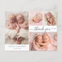 Script moderne 4 Photo Girl Twins Baby Merci