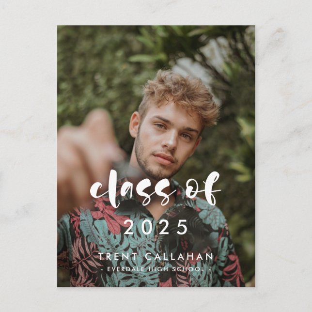 Carte Postale Script moderne Classe de 2025 Diplôme photo (Devant)