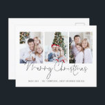 Carte Postale Script moderne Famille 3 Photos Joyeux Noël<br><div class="desc">Script moderne Famille 3 Photos Joyeux Noël. Remplacez simplement les trois exemples de photos par les vôtres et personnalisez avec votre salutation et vos noms en bas. Joyeux Noël est dans un élégant script set.</div>