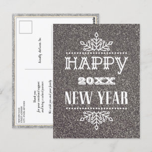 Carte Postale Script moderne Festive Parties scintillant argent 