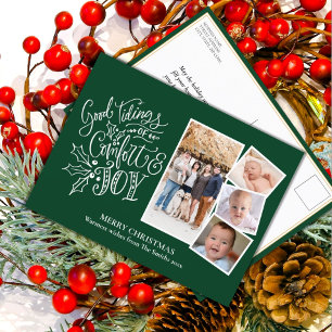 Carte Postale Script moderne sur Green Good Tidings of Comfort J