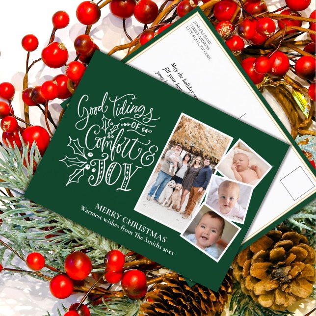 Carte Postale Script moderne sur Green Good Tidings of Comfort J (Créateur téléchargé)