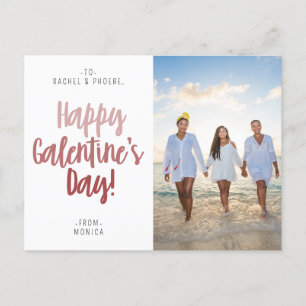 Carte Postale Script moderne Tricolor Happy Galentine's Day Phot