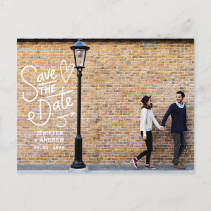 Carte Postale Script mural manuscrit enregistrer la date Photo