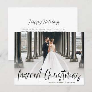 Carte Postale script noir marié christma mariage faire-part