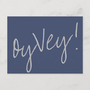 Carte Postale Script Oy Vey Report bleu et gris de la marine