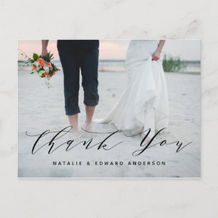Carte Postale Script peint en rouille photo mariage merci
