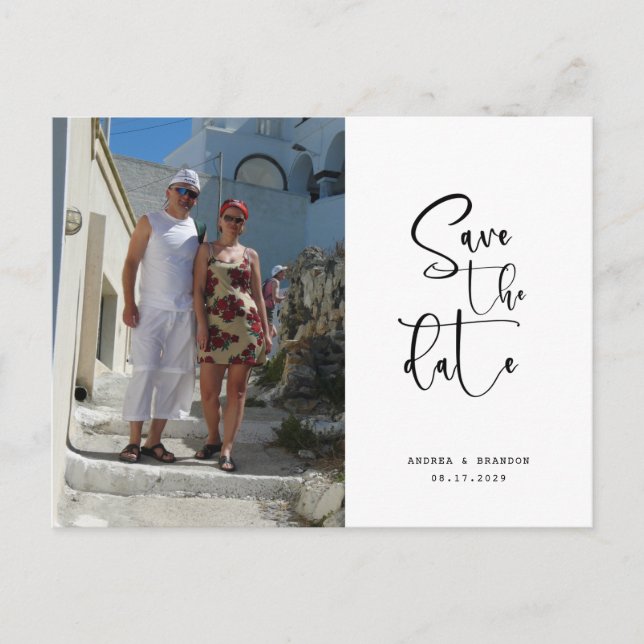 Carte Postale Script Photo Minimalist Save the date  (Devant)