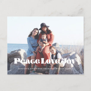 Carte Postale Script rétro vintage Peace Love Joy Photo Holiday
