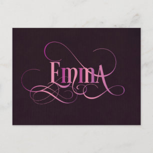Carte Postale Script Tourbillonnant personnalisé Emma rose sur v