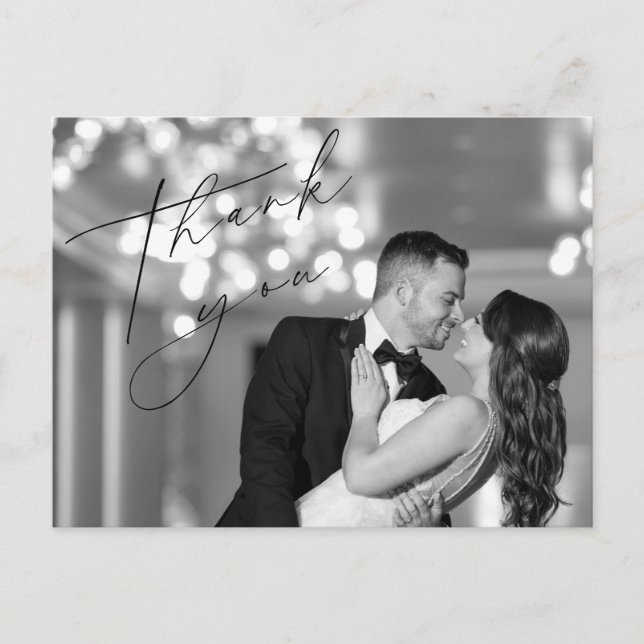 Carte Postale Script Wedding Thank You Post Card (Devant)