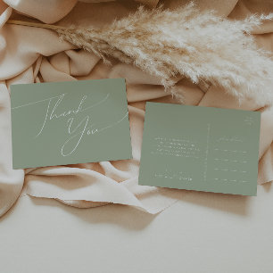 Carte Postale Script Whimsical   Merci Mariage vert Sage