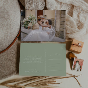 Carte Postale Script Whimsical   Sage Merci photo horizontal