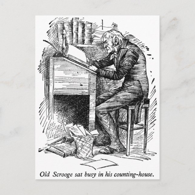 Carte Postale Scrooge at His Desk (Devant)