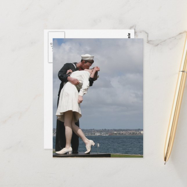 Carte Postale Sculpture Abandon inconditionnel à San Diego (Devant/Arrière en situation)