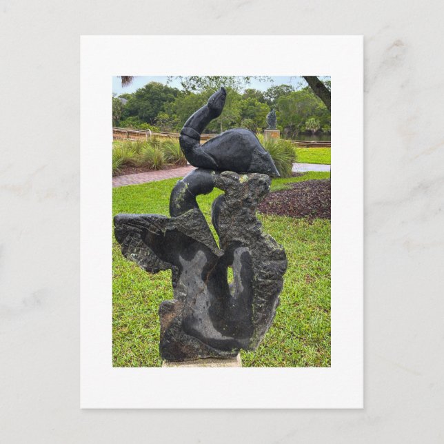 Carte Postale Sculpture de Héron Noir (Devant)