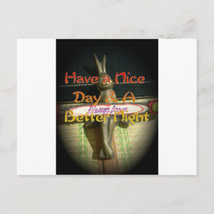 Carte Postale Sculpture de lapin de bronze avec citations inspir