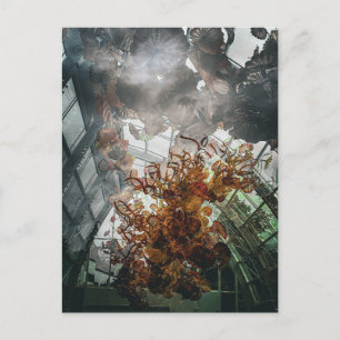 Carte Postale Sculpture de lustre en verre orange flamboyant dra