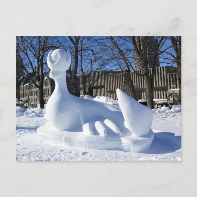 Carte Postale Sculpture de neige de phoque, Québec, Canada (Devant)