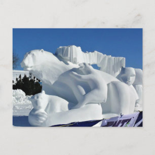 Carte Postale Sculpture de neige d'ours polaire, Québec, Canada