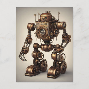 Carte Postale Sculpture de robot Steampunk en bronze