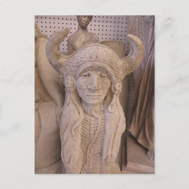 Carte Postale Sculpture de tête indienne (Devant)