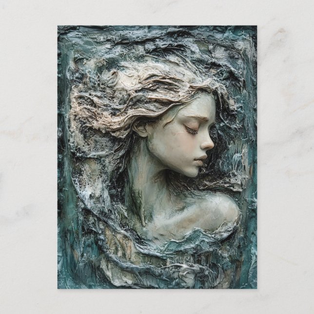 Carte Postale Sculpture du profil d'une femme Patina (Devant)