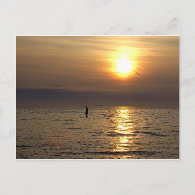 Carte Postale Sculpture Homme en fer, Crosby, Liverpool UK (Devant)