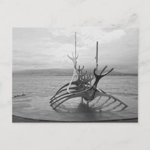 Carte Postale Sculpture Sun Voyager, Reykjavik, Islande, B/W