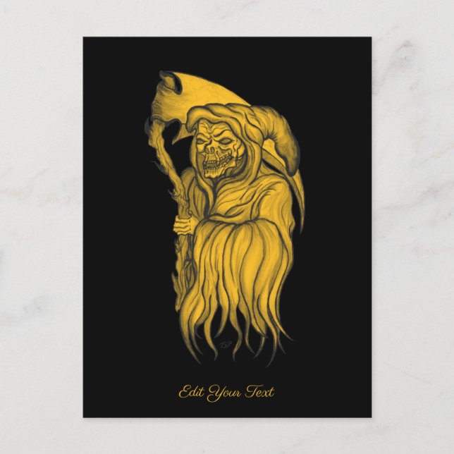 Carte Postale Scythe man - La Mort, Faucheuse Grim (Devant)