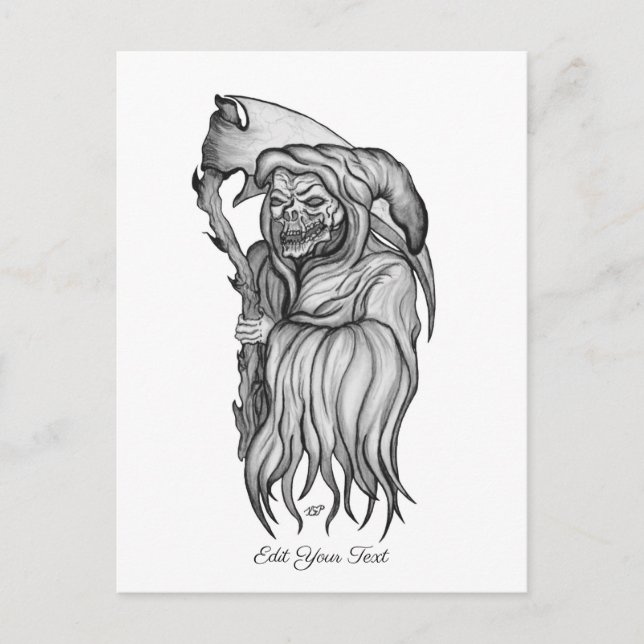 Carte Postale Scythe man - La Mort, Faucheuse Grim (Devant)